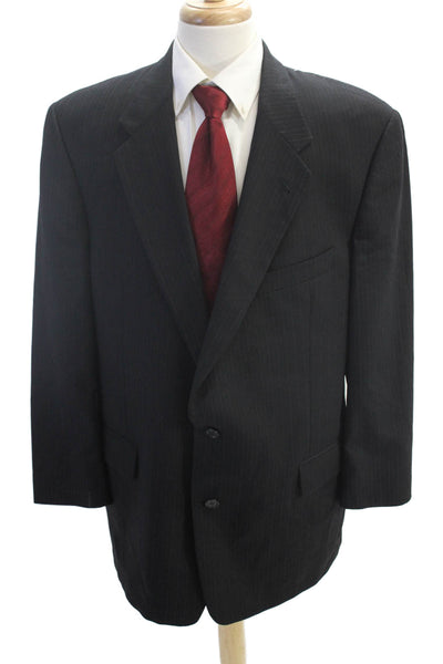 Ermenegildo Zegna Mens Textured Collared Stripe Button Suit Blazer Black Size EU