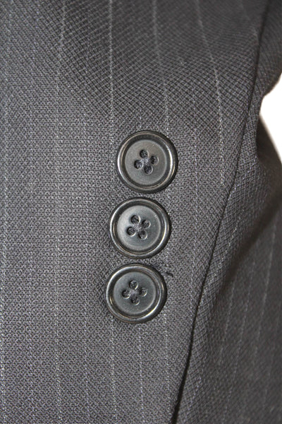 Ermenegildo Zegna Mens Textured Collared Stripe Button Suit Blazer Black Size EU