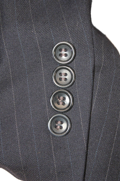 Bill Blass Mens Wool Textured Striped Button Long Sleeve Blazer Navy Size EUR 38