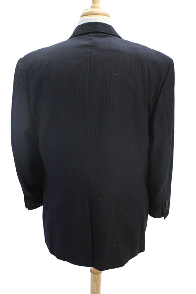 Bill Blass Mens Wool Textured Striped Button Long Sleeve Blazer Navy Size EUR 38