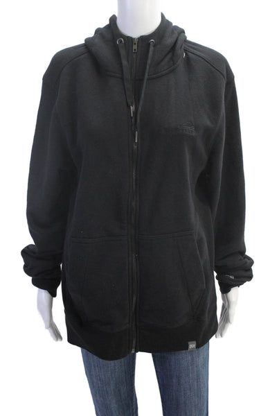 Cloudflare Womens Cotton Full Zippered Hooded Basic Jacket Black Size M