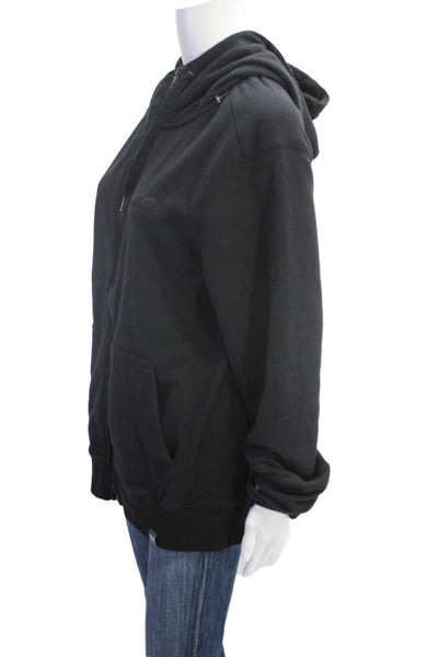Cloudflare Womens Cotton Full Zippered Hooded Basic Jacket Black Size M