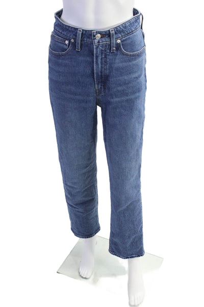 Madewell Womens Cotton Curvy Perfect Vintage Straight Jeans Blue Size 27