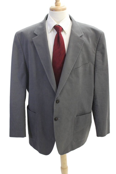 Robert Barakett Mens Cotton Notched Collar Long Sleeve Blazer Gray Size 52