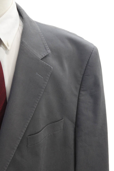 Robert Barakett Mens Cotton Notched Collar Long Sleeve Blazer Gray Size 52