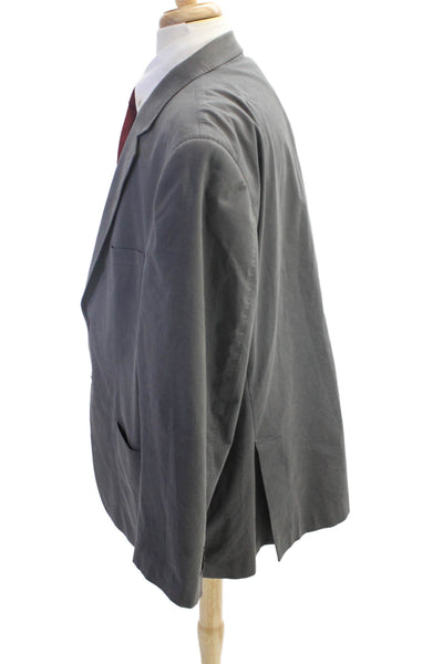 Robert Barakett Mens Cotton Notched Collar Long Sleeve Blazer Gray Size 52