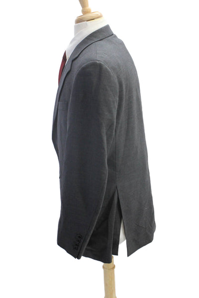 Charles Tyrwhitt Mens Wool Notched Collar Long Sleeve Blazer Gray Size 42