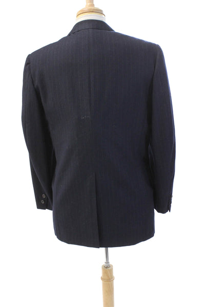 Brooks Brothers Golden Fleece Mens Wool Striped Buttoned Blazer Blue Size 40