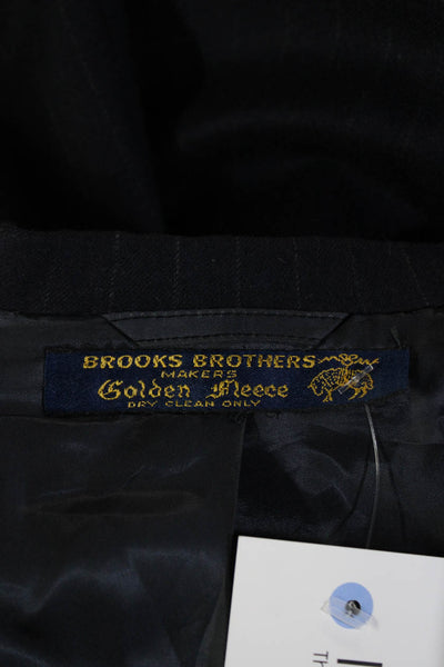 Brooks Brothers Golden Fleece Mens Wool Striped Buttoned Blazer Blue Size 40
