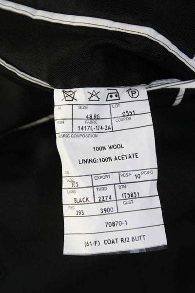 Stafford Mens Wool Collared Two-Button Long Sleeve Blazer Black Size 48
