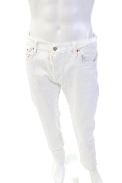 Levis Mens Cotton Zippered Casual Straight Denim Jeans White Size 33
