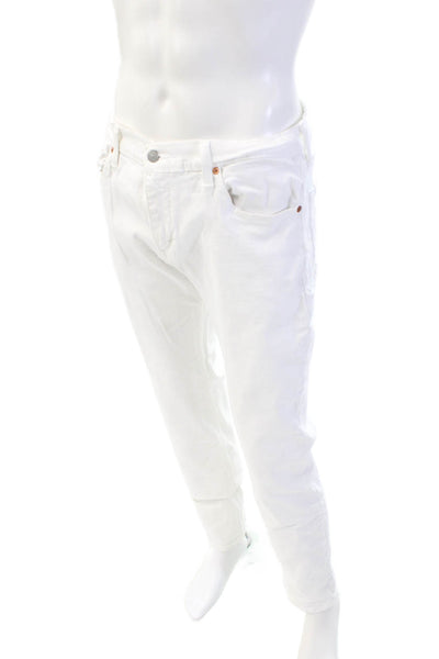 Levis Mens Cotton Zippered Casual Straight Denim Jeans White Size 33