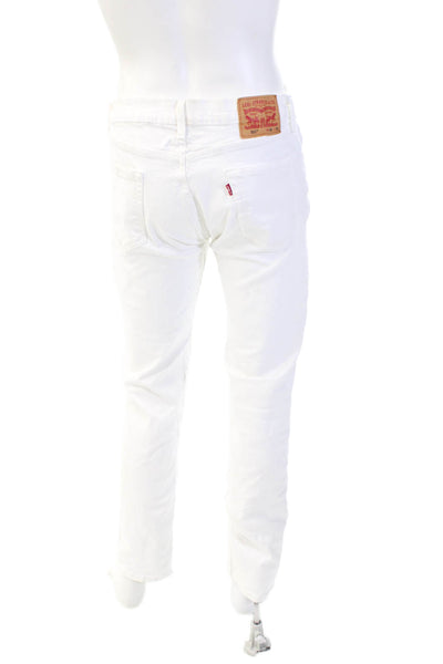 Levis Mens Cotton Zippered Casual Straight Denim Jeans White Size 33
