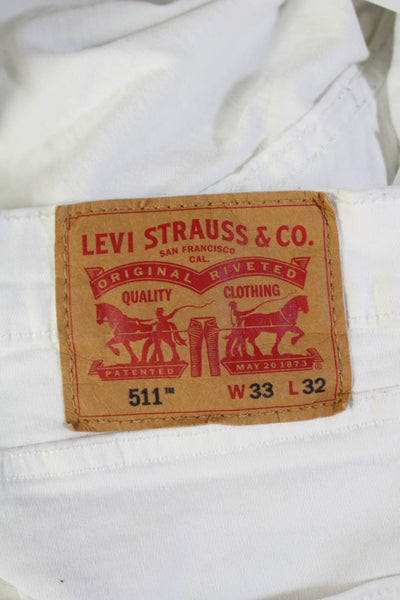 Levis Mens Cotton Zippered Casual Straight Denim Jeans White Size 33