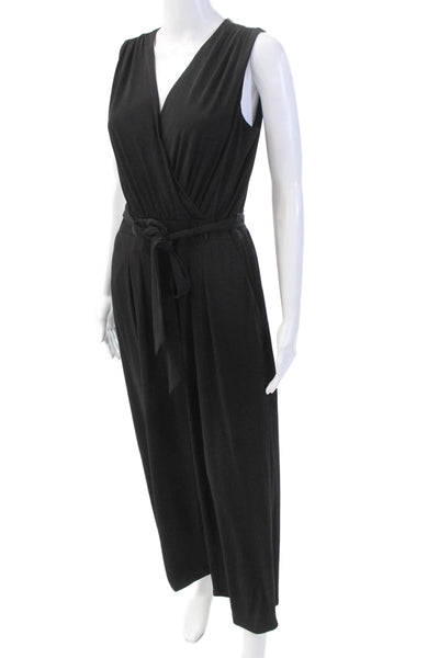Vince Camuto Womens Sleeveless V-Neck Zippered Jumpsuit Solid Black Size S