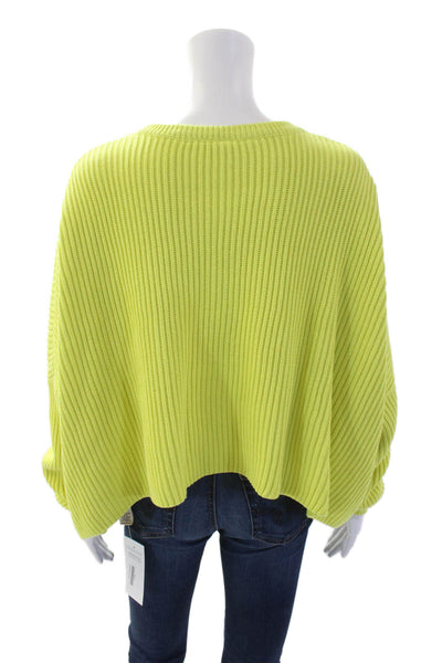 Free People Womens Crew Neck Cropped Sweater Lime Green Size Extra Small