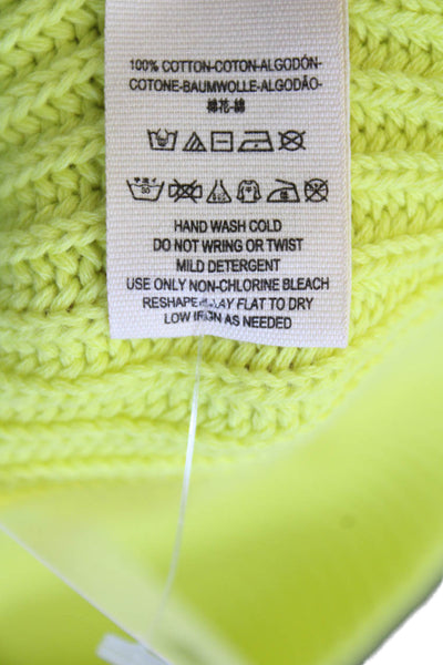 Free People Womens Crew Neck Cropped Sweater Lime Green Size Extra Small