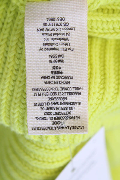 Free People Womens Crew Neck Cropped Sweater Lime Green Size Extra Small