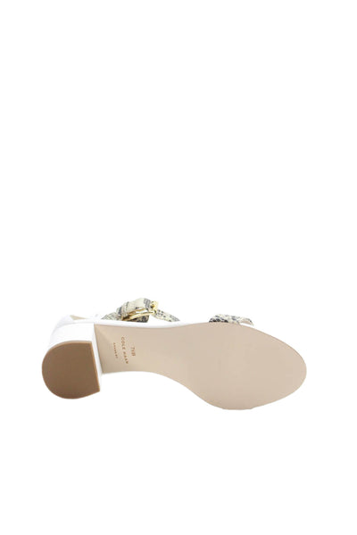 Cole Haan Grand.OS Womens Snakeskin Print Ankle Strap Sandal Heels White Size 7.