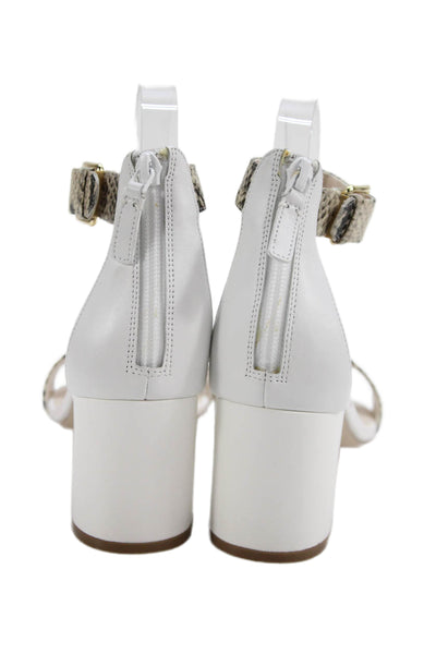 Cole Haan Grand.OS Womens Snakeskin Print Ankle Strap Sandal Heels White Size 7.
