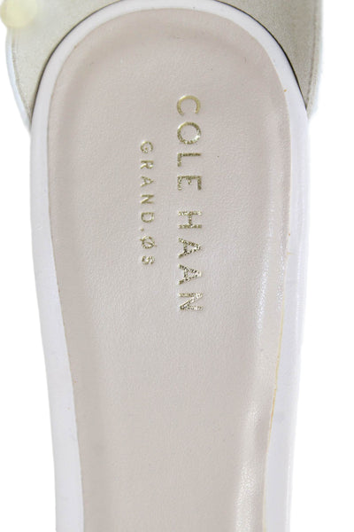 Cole Haan Grand.OS Womens Snakeskin Print Ankle Strap Sandal Heels White Size 7.