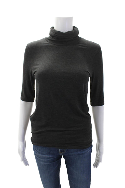 Majestic Paris For Neiman Marcus Womens Turtleneck Short Sleeve Top Gray Size 2
