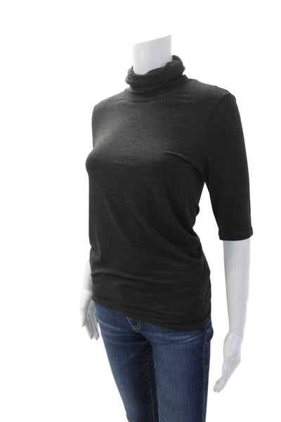 Majestic Paris For Neiman Marcus Womens Turtleneck Short Sleeve Top Gray Size 2
