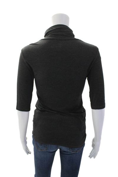 Majestic Paris For Neiman Marcus Womens Turtleneck Short Sleeve Top Gray Size 2