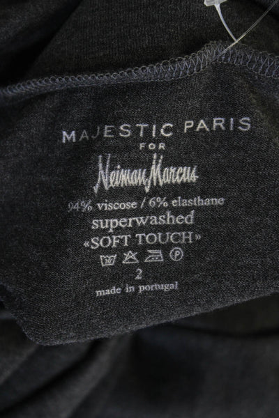 Majestic Paris For Neiman Marcus Womens Turtleneck Short Sleeve Top Gray Size 2
