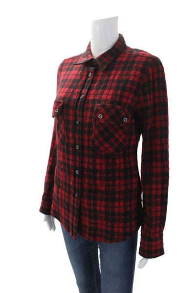 Etoile Isabel Marant Womens Wool Plaid Collared Button-Down Shirt Red Size 0