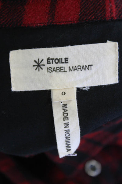 Etoile Isabel Marant Womens Wool Plaid Collared Button-Down Shirt Red Size 0