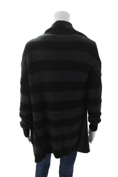 Vince Womens Cashmere Striped V-Neck Knit Cardigan Sweater Gray Size S