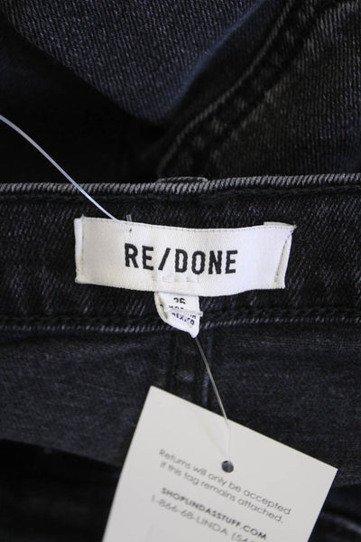 Re/Done Womens Cotton Buttoned High-Rise Straight Jeans Black Size 26