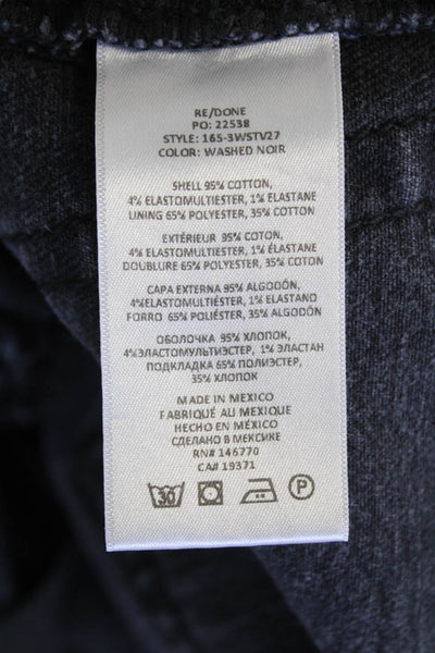 Re/Done Womens Cotton Buttoned High-Rise Straight Jeans Black Size 26