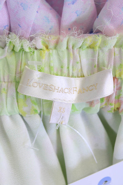 Love Shack Fancy Womens Floral Stretch Mini Tiered Skirt Multicolor Size XS