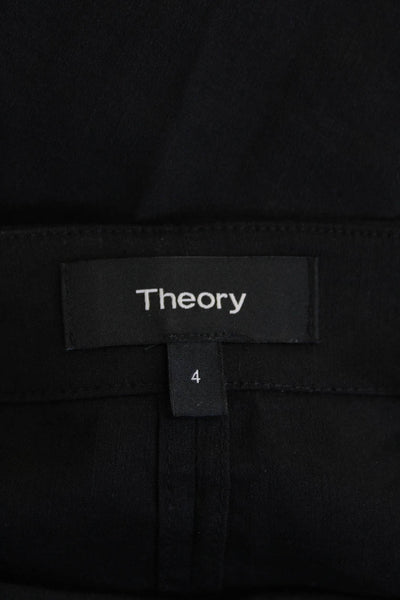 Theory Womens Linen Short Sleeve Tied Sheath Mini Dress Black Size 4