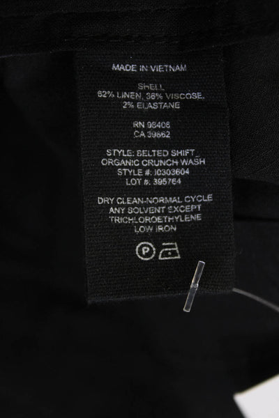 Theory Womens Linen Short Sleeve Tied Sheath Mini Dress Black Size 4