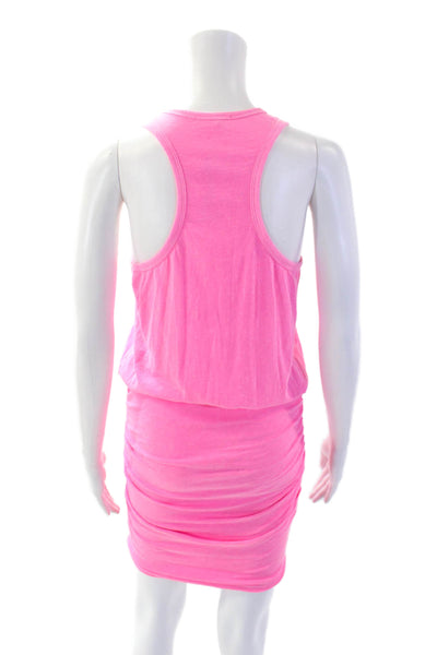 Sundry Womens Cotton Sleeveless Ruched Tank Knee Length Dress Pink Size 2
