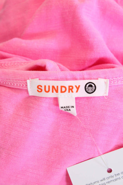 Sundry Womens Cotton Sleeveless Ruched Tank Knee Length Dress Pink Size 2