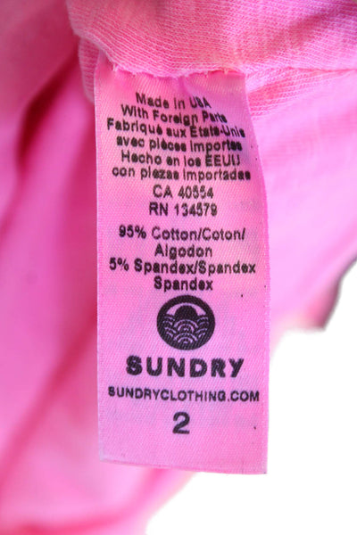 Sundry Womens Cotton Sleeveless Ruched Tank Knee Length Dress Pink Size 2