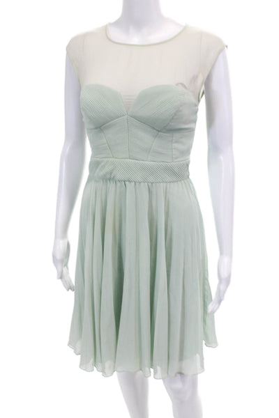 Karen Millen Womens Textured Lined Sleeveless Mini Dress Mint Green Size 04