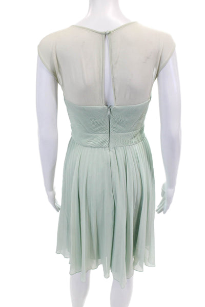 Karen Millen Womens Textured Lined Sleeveless Mini Dress Mint Green Size 04