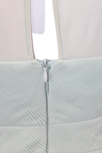 Karen Millen Womens Textured Lined Sleeveless Mini Dress Mint Green Size 04