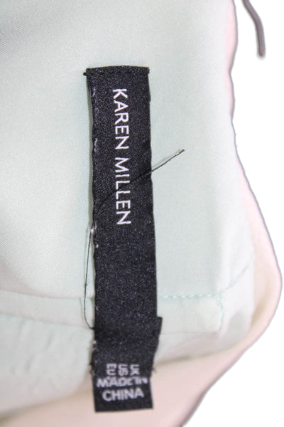 Karen Millen Womens Textured Lined Sleeveless Mini Dress Mint Green Size 04