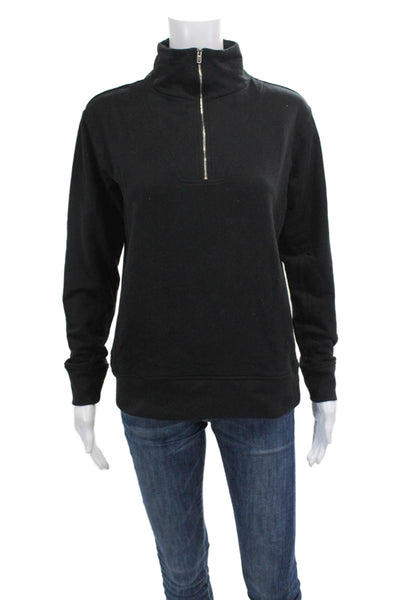 Theory Womens 1/2 Zippered Long Sleeve Pullover Sweatshirt Black Size PP