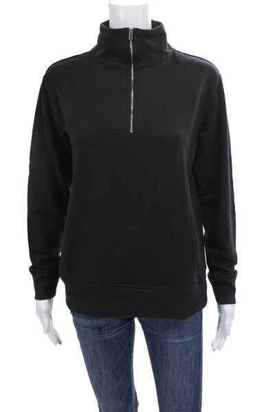 Theory Womens 1/2 Zippered Long Sleeve Pullover Sweatshirt Black Size PP