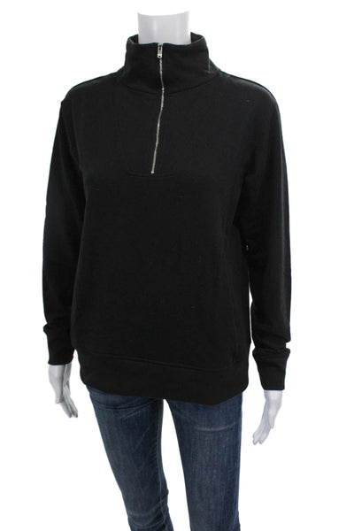 Theory Womens 1/2 Zippered Long Sleeve Pullover Sweatshirt Black Size PP