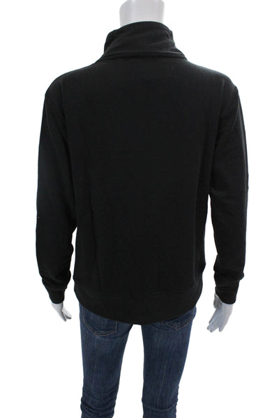 Theory Womens 1/2 Zippered Long Sleeve Pullover Sweatshirt Black Size PP