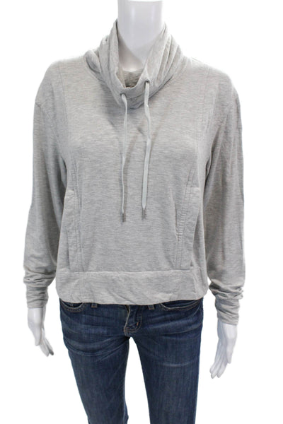Helmut Lang Womens High Neck Drawstring Pullover Sweatshirt Gray Size PP