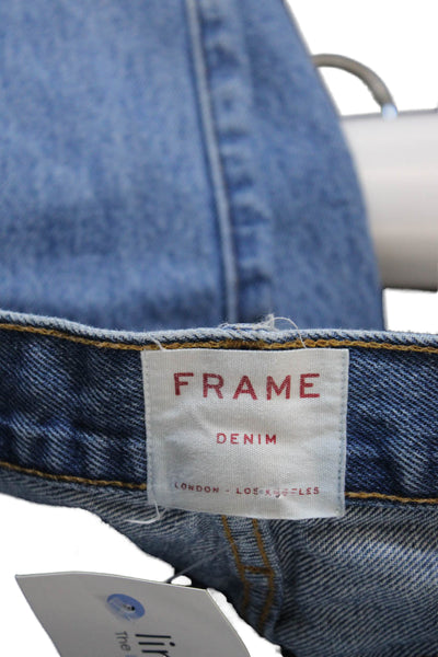 Frame Denim Womens Cotton Light Wash Le High Straight Jeans Blue Size 25
